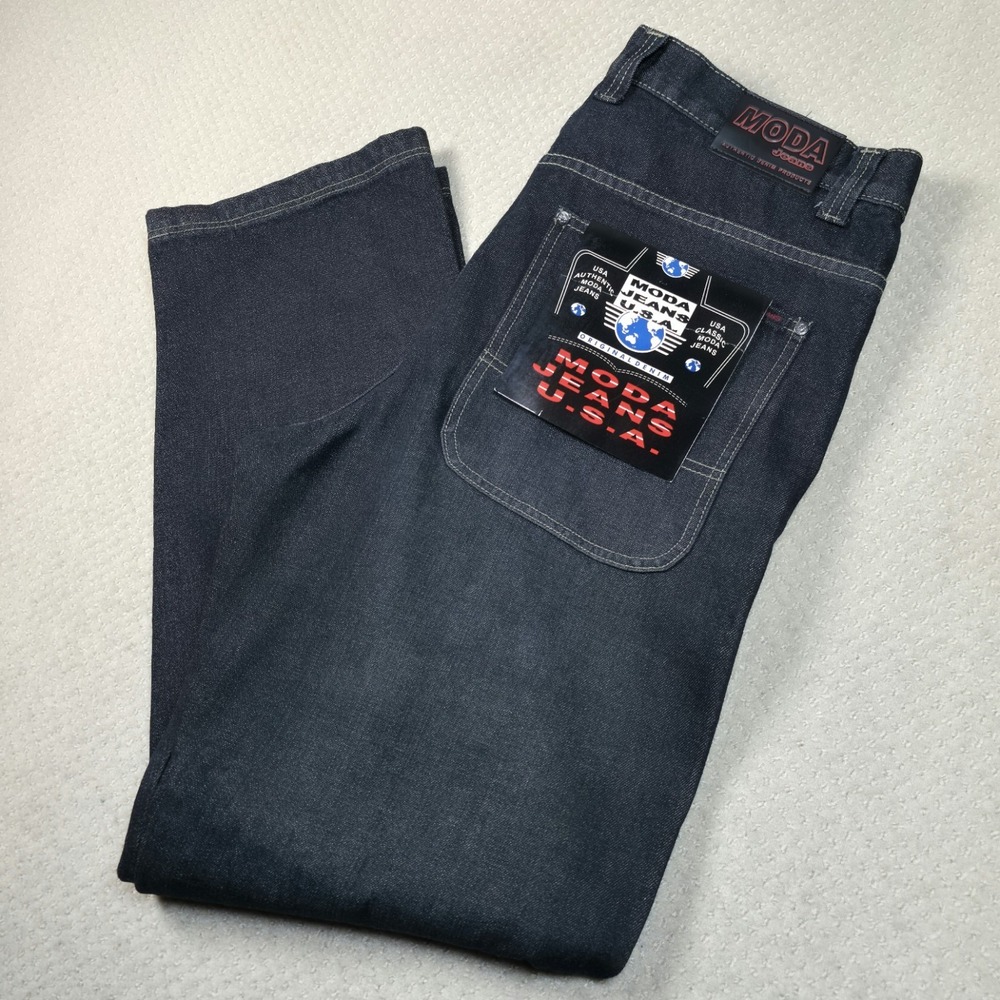 NWT Vintage MODA Jeans USA Baggy Fit Mens 38x34 Dark Wash Hip‎ Hop Skater Y2K